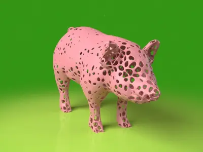Pig Voronoi Low-poly 3D model