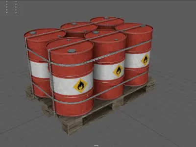 Barrels on a Pallet Low-poly 3D model