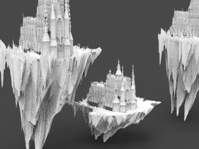 Floating DrakeGothic Cathedral Tall 4 models 3D model