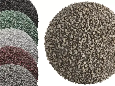 PBR Gravel 01 - 4k - PNG - Seamless - SBSAR Low-poly 3D model