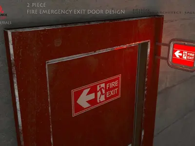  Emergency Fire Exit Door Low-poly 3D model
