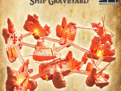 Modular Ship Graveyard Tabletop Terrain 28 MM 3D print model