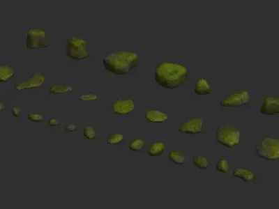 Assorted Rocks - Moss Low-poly 3D model