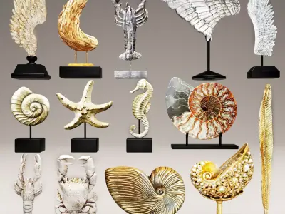 set Collection figurines statues  3D model