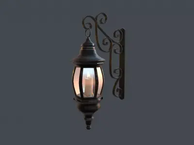 Wall Lantern Low Poly PBR Game Ready Low-poly 3D model