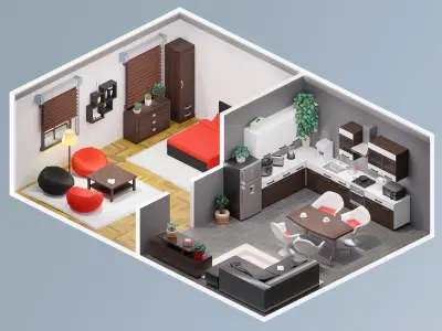 Room 49 Low-poly 3D model