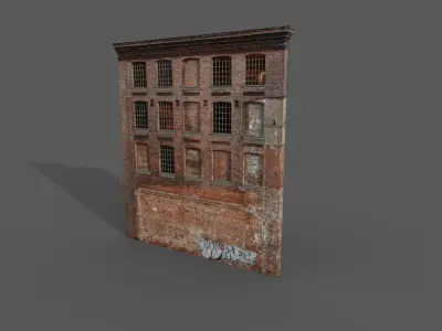 Street wall  building Low-poly 3D model