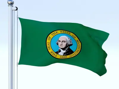Animated Washington Flag Low-poly 3D model