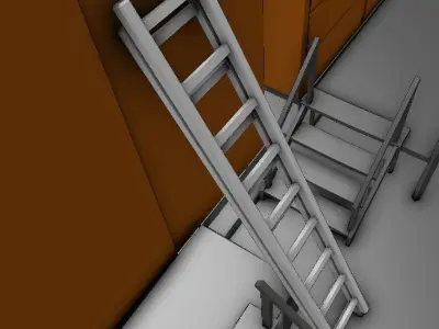 Lowpoly Metal Ladder Low-poly 3D model