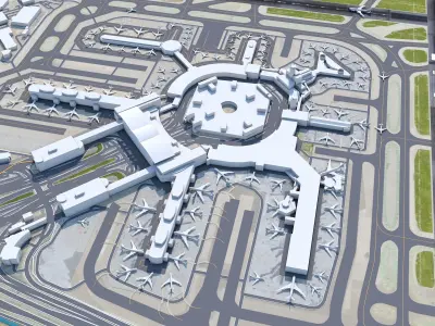 San Francisco International Airport 10km Low-poly 3D model