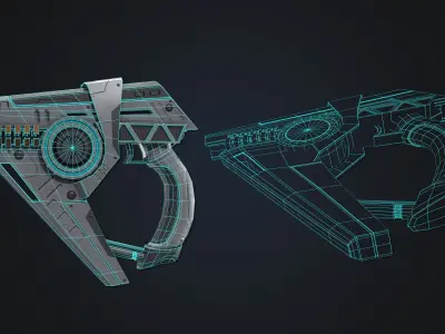 Sci fi pistol Low-poly 3D model