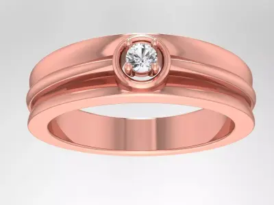 Solitaire Wedding Engagement Women Band Ring 3D print model 6