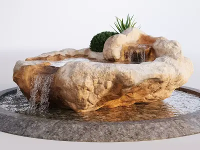 Rocky Pond with Waterfalls 3D model