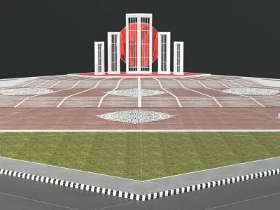 Shaeed Minar - Bangladesh  Low-poly 3D model