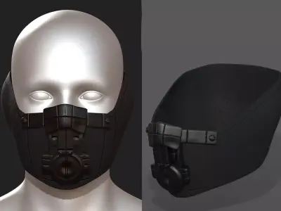 Gas mask respirator scifi futuristic 3d  Low-poly 3D model