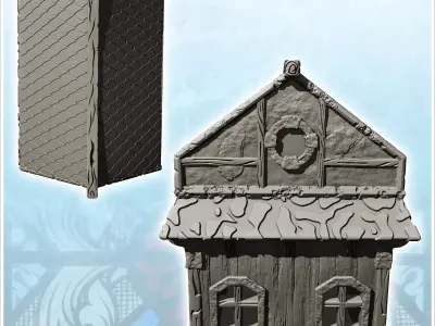 Wooden building with tiled roof and second floor 27 - Medieval G 3D print model
