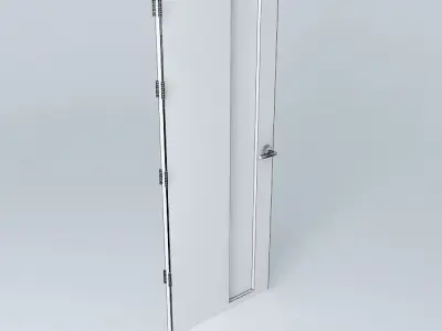 3D door very detail with glass lock and hinger Free 3D model