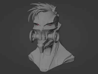 Cyber On Bust  Futuristic Sci-Fi Character 3D Model for Printing 3D print model