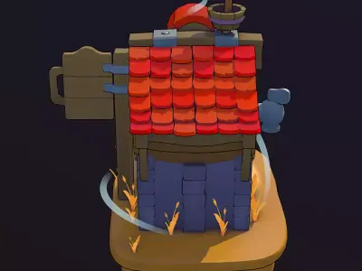 stylized tavern Low-poly 3D model