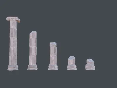 Modular Ruined Columns PBR Low-poly 3D model