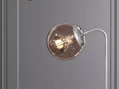 Modo Floor Lamp Polished Nickel and Smoke Glass 3D model