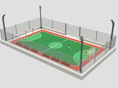Cartoon Street Football Court 3D model