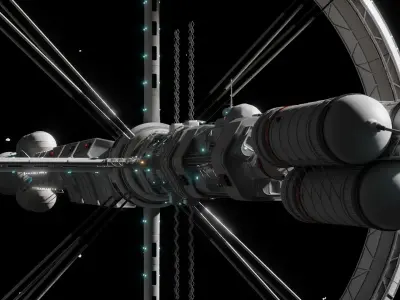 PBR-Endeavour Planetary shuttle Space station Low-poly 3D model