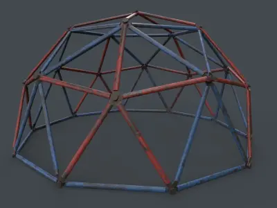 PBR Outdoor Playground Geodesic Climbing Dome Low-poly 3D model