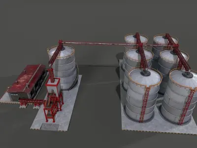 Huge Refinery Low-poly 3D model