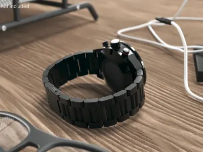  Black Steel Chronograph Watch With Tachymeter 