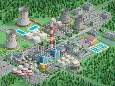 Factory Low-poly 3D model