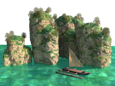 Sea and Rock environment 3D model