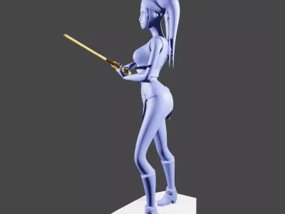 Female Alien Warrior with Energy Sword 3D print model