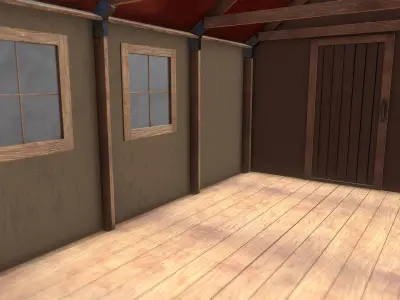 Semi-Modular Shed Low-poly 3D model