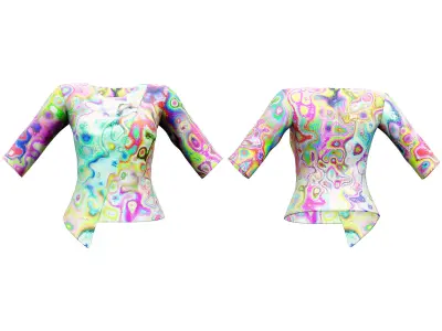 Tie-Dye Yellow Elegant Outfit Top Skirt Bag Low-poly 3D model