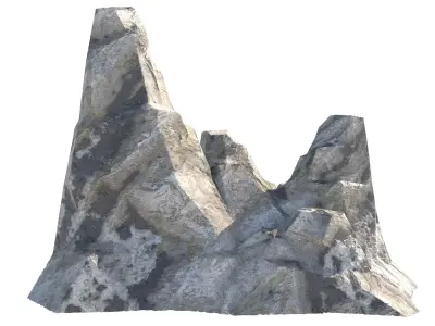 grey coral rock cliff Low-poly 3D model