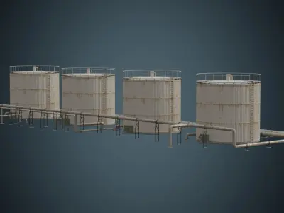 Refinery 1B Low-poly 3D model