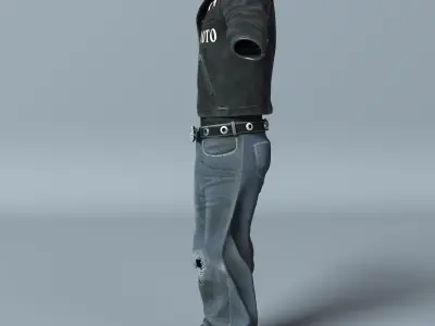 Punk Street Outfit  No15 Low-poly 3D model