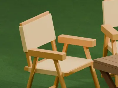Industrial Beech Wood Folding Outdoor Set 3D model