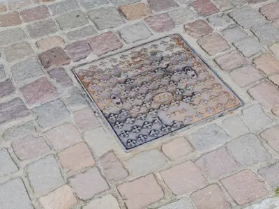 Street cobblestone granite sidewalk raw scan 3D model