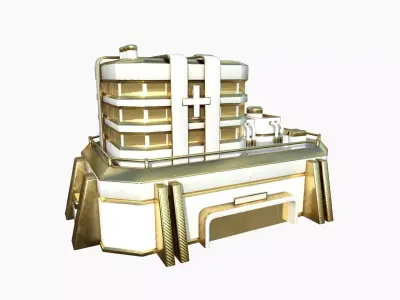 SciFi Hospital A11 Gold - Sci Fi Exterior Design Low-poly 3D model