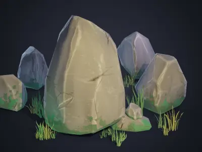 Set of 10 Stylized Rocks Low-poly 3D model