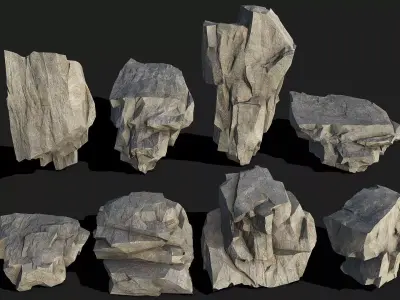 Mountain Rocks - 3D Models PBR Pack 05 Low-poly 3D model