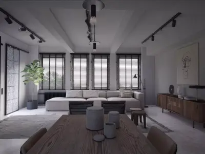 UE4 Realism Vintage Style Living Room DAY Scene in UE4 3D model