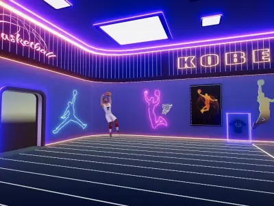 Basket Ball interior with sci-fi look Low-poly 3D model
