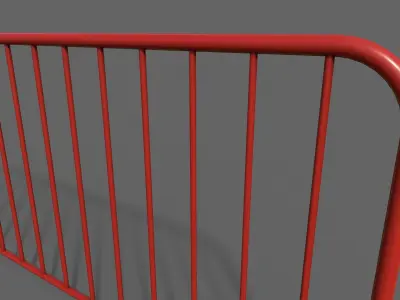 PBR Pedestrian Guard Rail Red V1 Low-poly 3D model