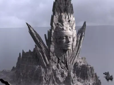 Ancient Athena Sci-Fi Mountain Monolith 7 3D model