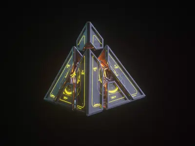 Triangular Pyramid Triangle Cube Matrix Core Energy Block Core 3D model