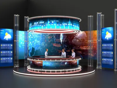 Virtual NEWS TV Studio 3D model