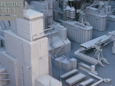 Scifi dressing kitbash set 3 Low-poly 3D model